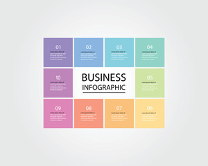 Business Infographic modern design template for banners and infographics for 10 square line step 