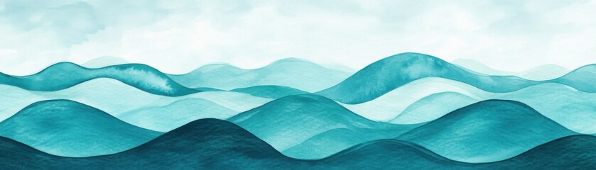 Fototapeta premium Stylized waves in calming shades of blue create a serene view.