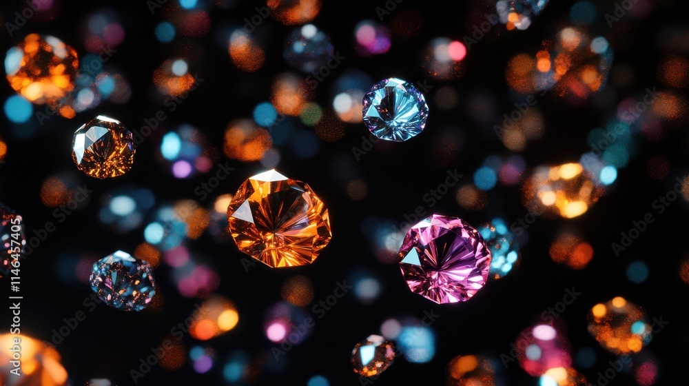 Aufkleber vibrant gems scattered across a dark surface create a stunning visual display of colors