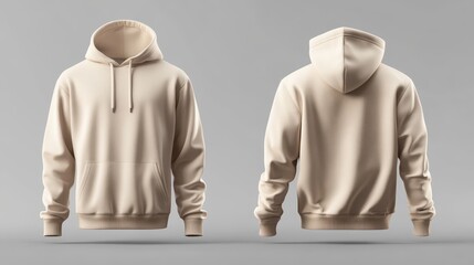 Blank floating hoodie showcasing a minimalist design on a neutral backdrop