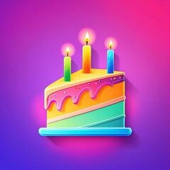 Rainbow Birthday Cake Slice 