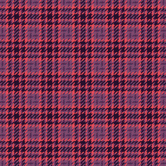Aged seamless textile texture, vichy background check fabric. Illustration plaid vector tartan pattern in pink and red colors.
