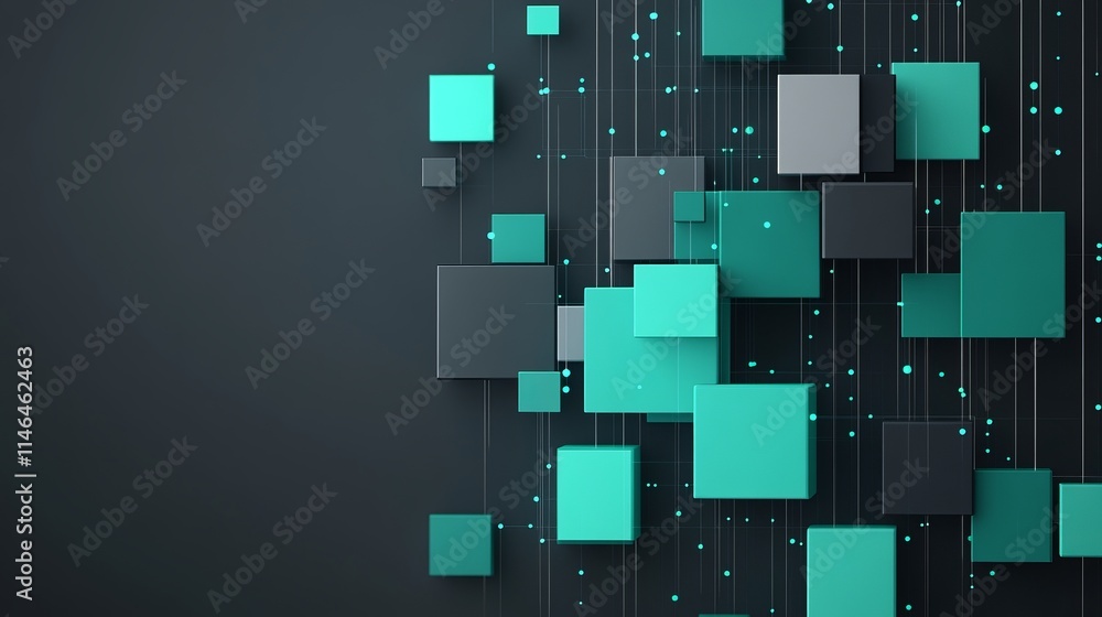 Poster abstract 3d cubes network digital data visualization