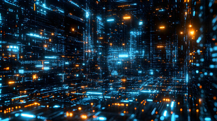 Obraz premium Abstract 3D Digital Cityscape Background