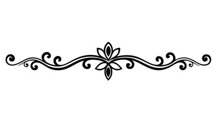 Elegant Decorative Divider Line with Symmetric Ornamental Border, Featuring Floral Motif and Abstract Flourish Filigree Elements