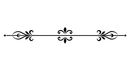 Elegant Decorative Divider Line with Symmetric Ornamental Border, Featuring Floral Motif and Abstract Flourish Filigree Elements