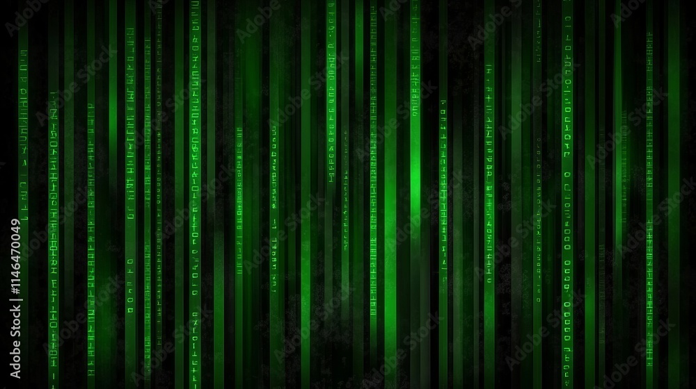 Poster abstract green digital rain background with code lines