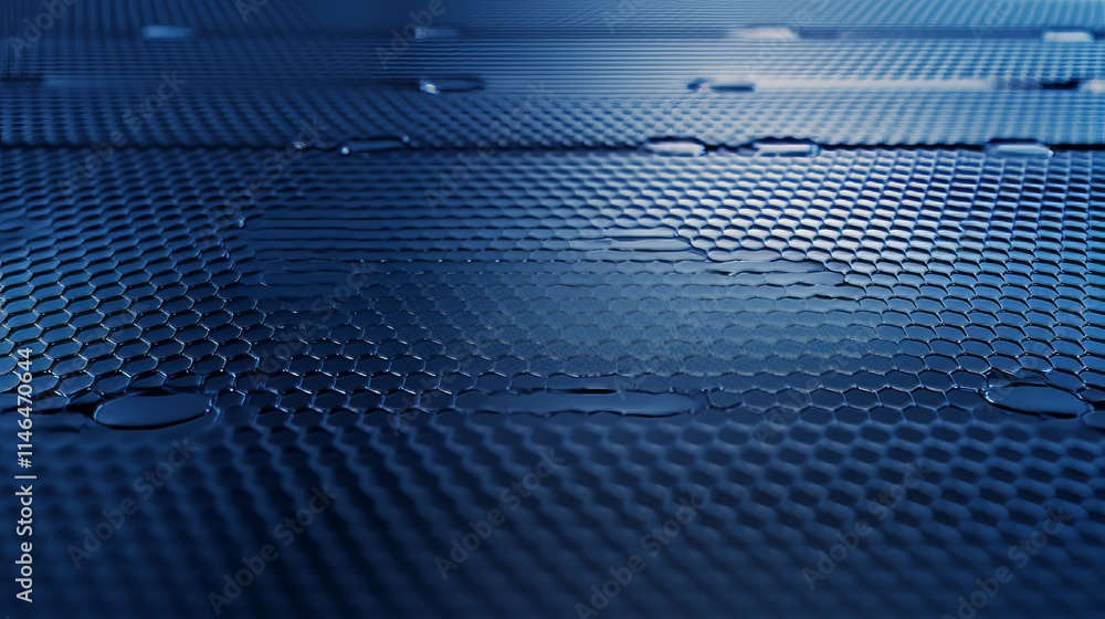Poster abstract hexagonal grid surface with water droplets