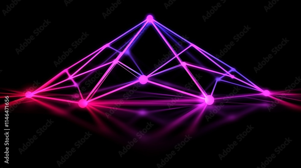 Poster abstract neon pyramid network structure design