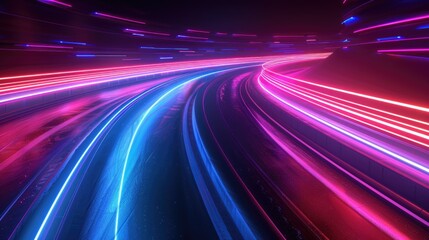 Abstract neon lines creating a sense of speed