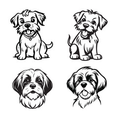 Cute Cartoon Dogs with Faces