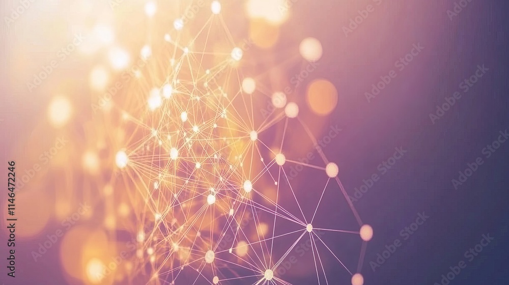 Aufkleber abstract network connection glowing nodes and lines (1)