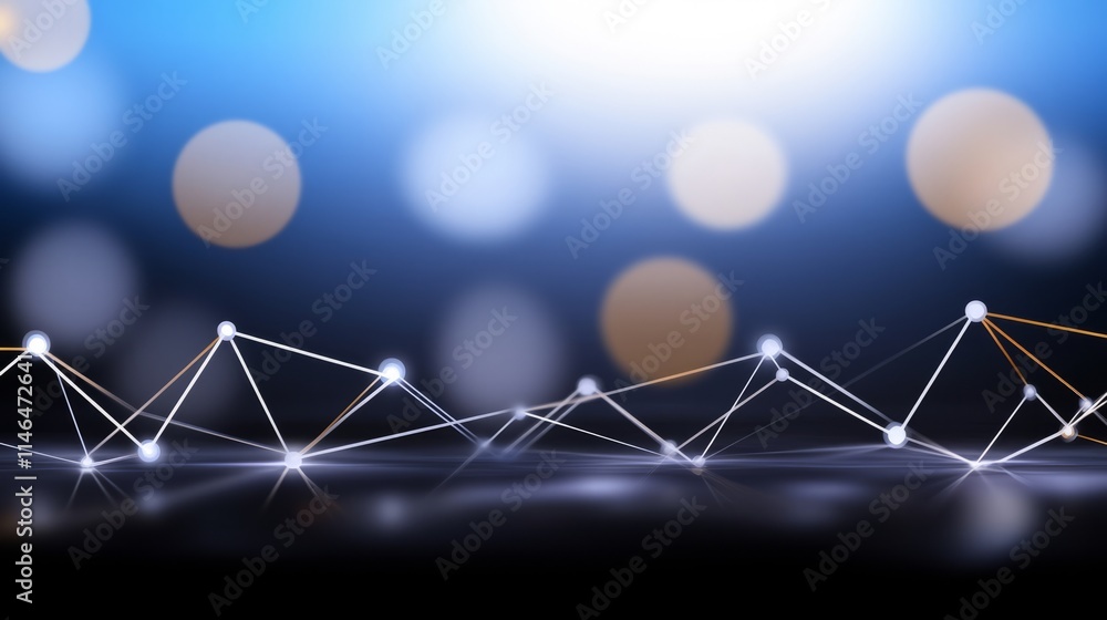 Aufkleber abstract network connections illuminated in blue bokeh background