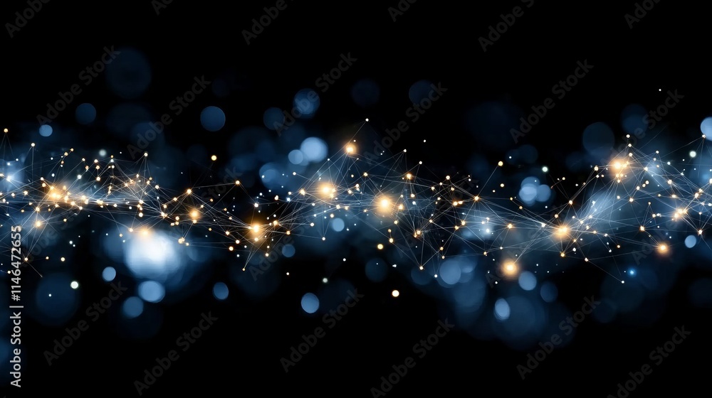 Poster abstract network connections glowing nodes and lines
