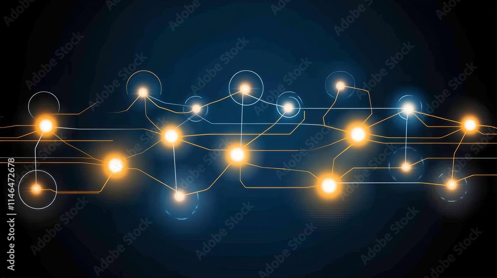 Poster abstract network connections illuminated nodes and pathways