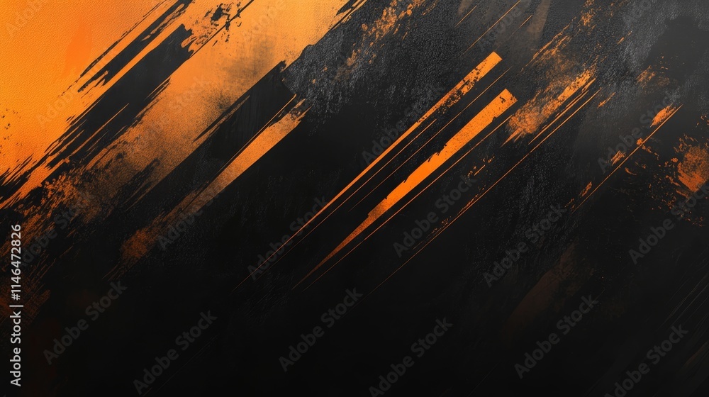 Poster black and orange grunge paint with textured patterns on background illustration. bold and dynamic ab