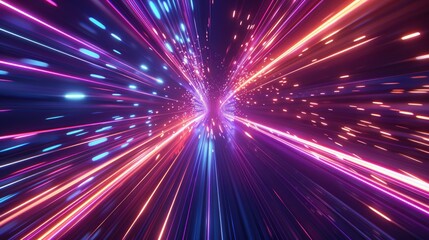 Abstract neon lines creating a sense of speed