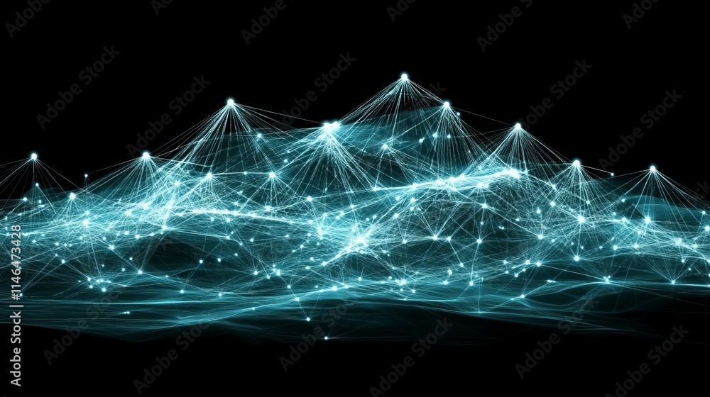Poster abstract network visualization interconnected nodes and lines