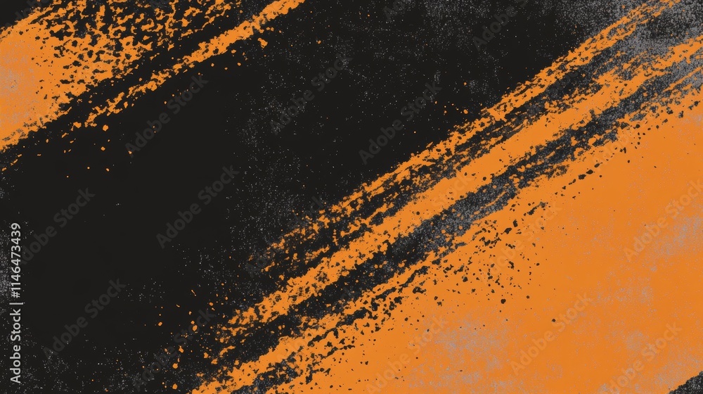 Aufkleber black and orange grunge paint with textured patterns on background illustration. bold and dynamic ab