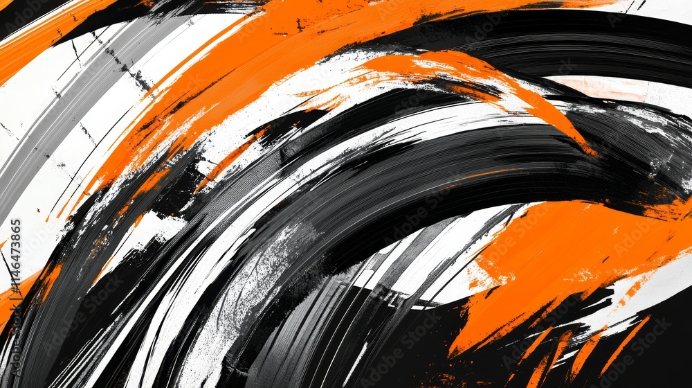 Aufkleber black and orange grunge paint with textured patterns on background illustration. bold and dynamic ab