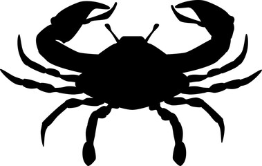 Black crab silhouette isolated on white background, Crab icon vector illustration design.
