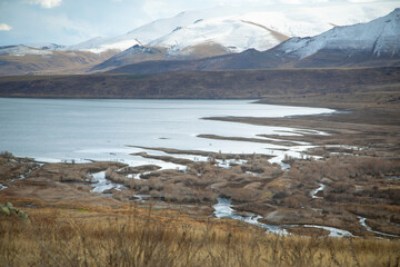 Water reservoir in winter at Armenia.