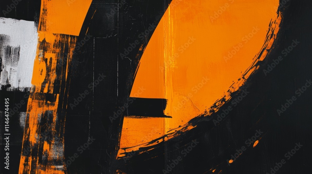 Aufkleber black and orange grunge paint with textured patterns on background illustration. bold and dynamic ab