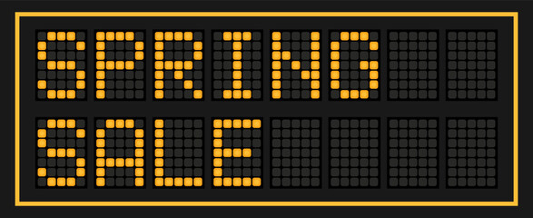 Naklejka premium Orange color led banner in word spring sale on black background