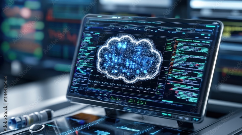 Leinwandbilder a secure health data cloud platform with compliance metrics displayed prominently