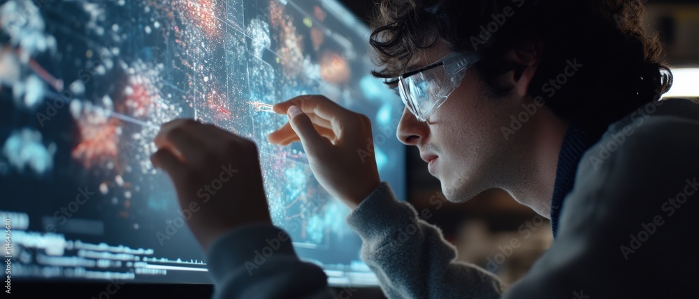 Aufkleber a scientist examining crispr gene editing results on a large screen