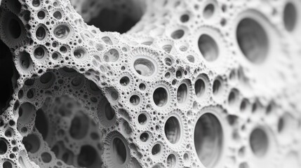 Close-up of intricate, porous structure resembling organic or synthetic material.