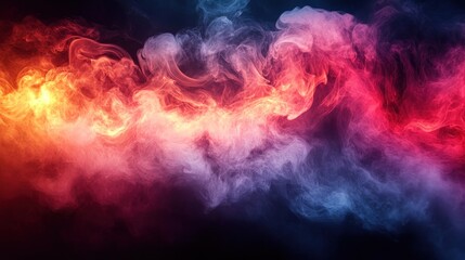 Abstract colorful smoke swirls on black background. (2)