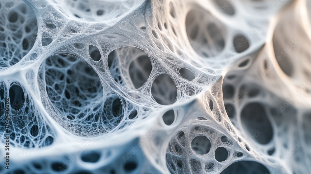 Leinwandbilder close-up of intricate, web-like structures resembling a biological or synthetic material.