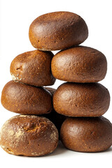 A stack of bread rolls sitting on top of each other