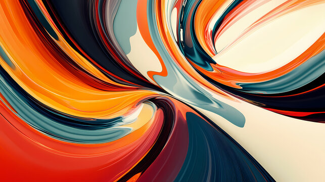 Vibrant abstract painting: bold curves and vibrant colors create a dynamic composition on a large canvas. Ecliptical. Illustration