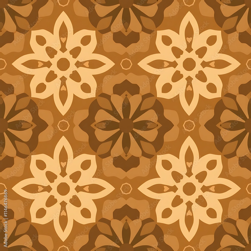 Poster golden floral pattern: an intricate and elegant seamless pattern featuring a captivating blend of br