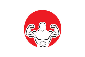 Fitness logo gym icon and background trainer logo bodybuilding strong icon vector illustration