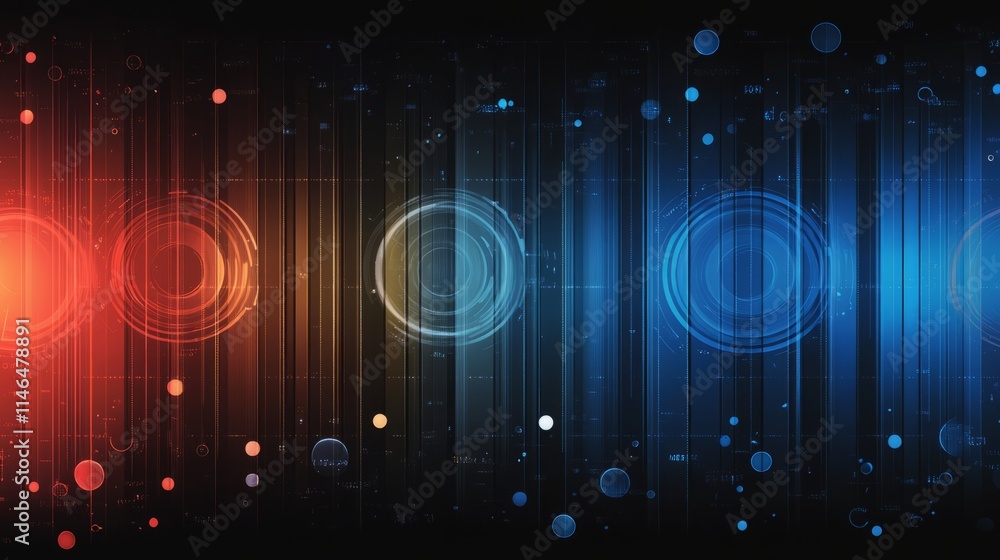 Aufkleber abstract technology background with circular interfaces and data streams