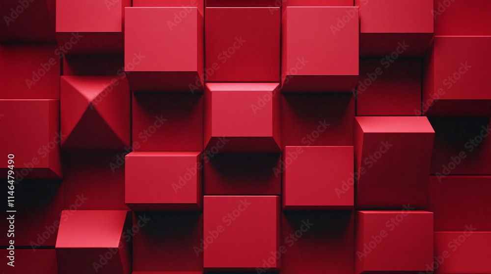 Poster red geometric shapes create a vibrant and modern visual display in an abstract design.