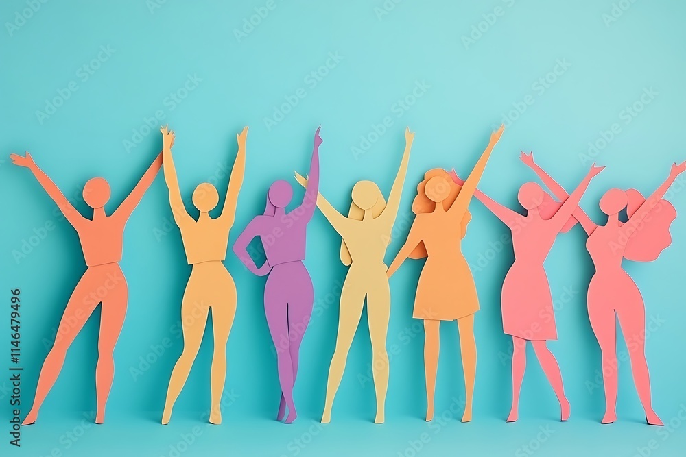 Wall mural Joyful Pastel Paper Cutout Figures Background