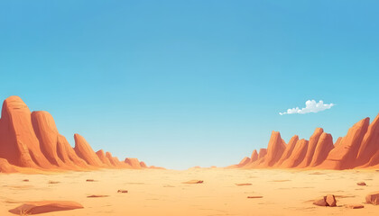 A Vast Desert Landscape Under a Clear Blue Sky