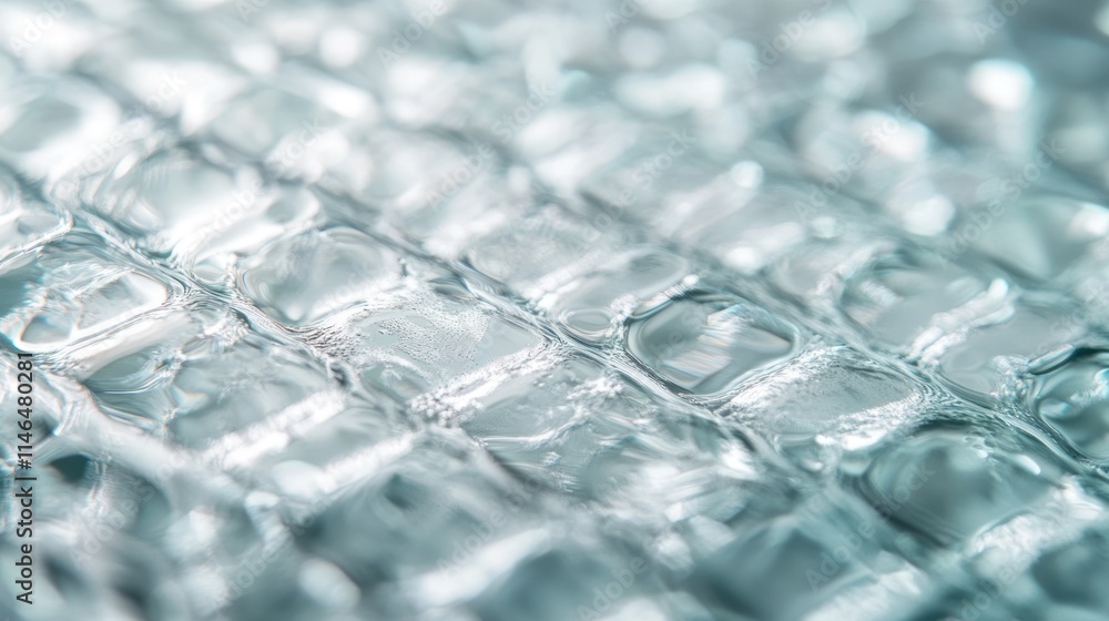 Aufkleber close-up of textured glass with a water-like appearance, showcasing reflections and patterns.