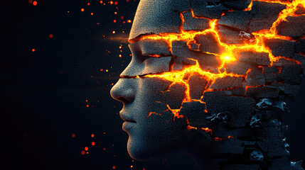 detachment identity concept. An abstract image featuring layers of glowing faces peeling away, evoking a sense of intrigue and emotion.