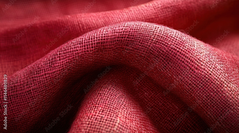 Poster Close-up of textured red fabric showcasing its weave and color depth.