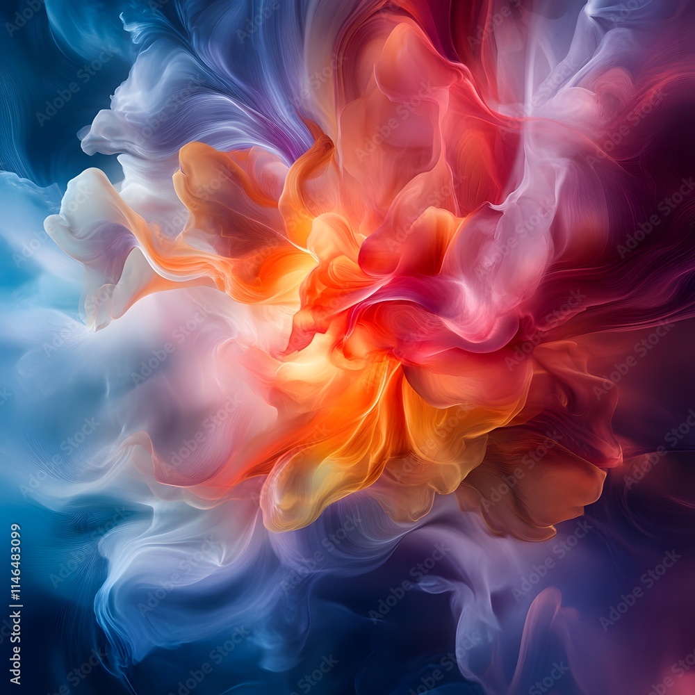 Poster dynamic color explosion abstract art digital creation vibrant palette close-up visual energy