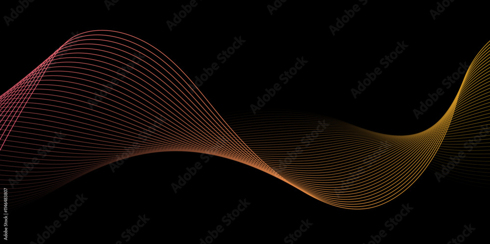 Poster abstract wave element for design. digital frequency track equalizer. stylized line art background. c
