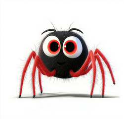 A cute cartoon spider with big eyes,  isolated on transparent background.