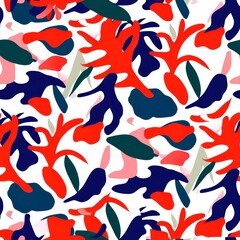 Naklejka premium A beautifully vibrant and dynamic abstract floral pattern that showcases bold colors and shapes