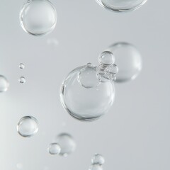 Large clear water bubbles, flow, rising.