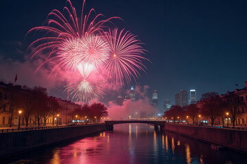 fireworks over the river